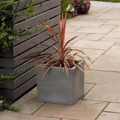 Pot de fleur STRATA L - Carré - Riven - Graphite - Ø 38.5cm x 46.5cm