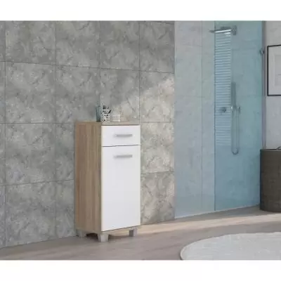 Meuble bas de salle de bain 90,8 x 34,8 x 40,2 cm - Blanc / Chene Sonoma