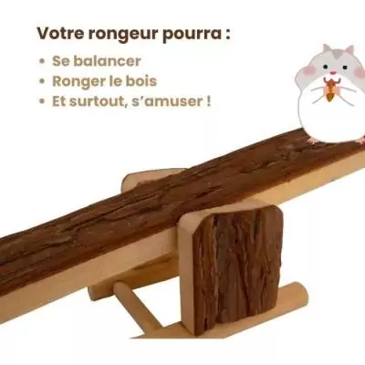 Accessoire rongeur - TYROL - Balançoire a bascule bois - 22 x 8,5 x 7 cm - Bois naturel Accessoire rongeur - TYROL - Balançoire a bascule bois - 22 x 8,5 x 7 cm - Bois naturel
