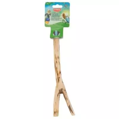 Accessoire oiseau - TYROL - Perchoir branche - Taille L 30cm - Bois naturel