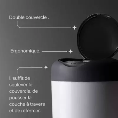 Tommee Tippee Poubelle a Couches Simplee +1 recharge - Grise et Blanche Tommee Tippee Poubelle a Couches Simplee +1 recharge - Grise et Blanche