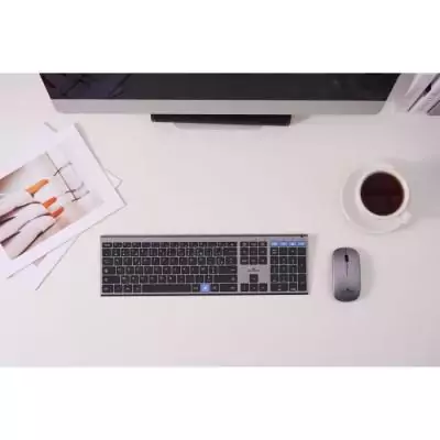 Ensemble Clavier souris sans fil - BLUESTORK - AZERTY - Métal - Silencieux - Touches ciseaux