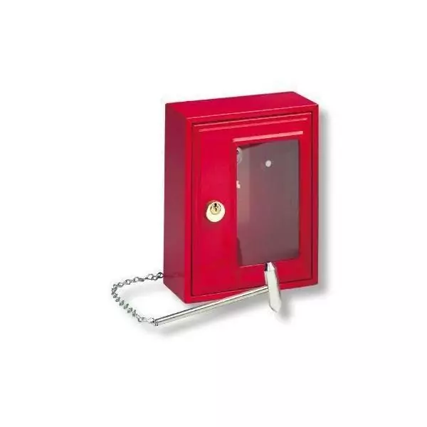 Boîte d'urgence - BURG-WÄCHTER - Modele 6161 - 167 x 130 x 64 mm - Marteau inclus - Métal rouge