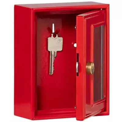 Boîte d'urgence - BURG-WÄCHTER - Modele 6161 - 167 x 130 x 64 mm - Marteau inclus - Métal rouge