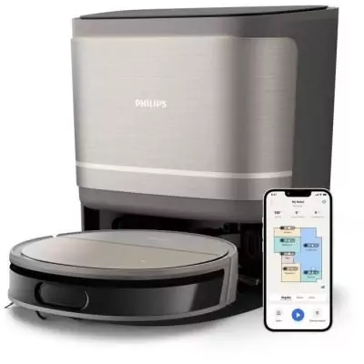 Aspirateur robot avec station tout-en-un - PHILIPS - XU9100/10 - Série 9000 - 8000 Pa - 66 dB - Métal
