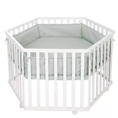 Tapis de parc bébé - ROBA - Pour parc hexagonal - Rembourré - Vert givré