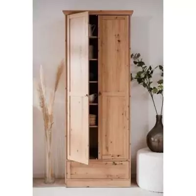 Armoire - Landwood - Décor chene artisan - 2 Portes - 1 Tiroir - L80 x P39 x H200 cm