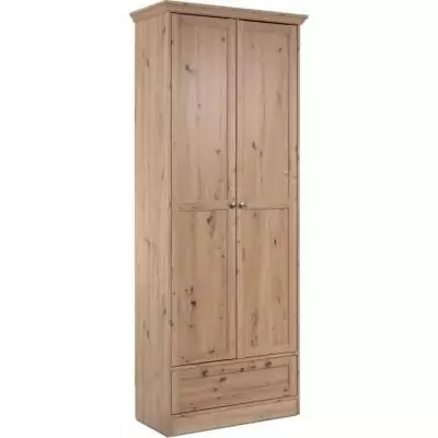 Armoire - Landwood - Décor chene artisan - 2 Portes - 1 Tiroir - L80 x P39 x H200 cm