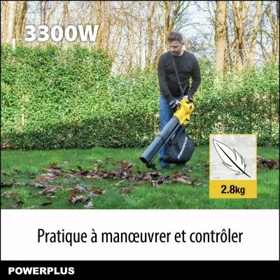 Souffleur de feuilles électrique - POWER PLUS - POWEG4030 - 3300 W - Vitesse d'air maximale de 250 km/h Souffleur de feuilles électrique - POWER PLUS - POWEG4030 - 3300 W - Vitesse d'air maximale de 250 km/h