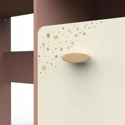 Bureau enfant - SUZIE - 1 porte - 1 niche - Chene / Abricot - 106,6 x 44,9 x 87,7 cm - DEMEYERE