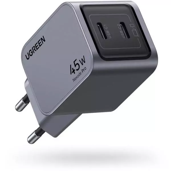 Chargeur secteur - UGREEN - GaN 2 Ports USB-C - 45W - Gris
