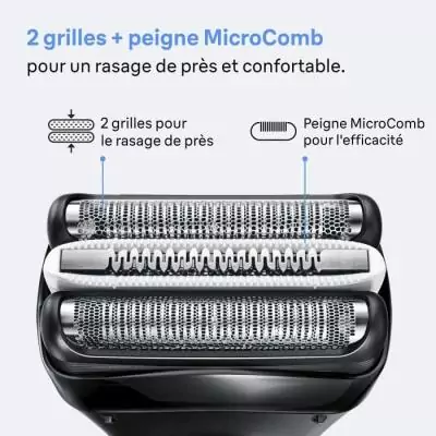 Tete de rasoir BRAUN Series 3+ - 2 grilles - Peigne MicroComb - 100 % fabriqué en Allemagne