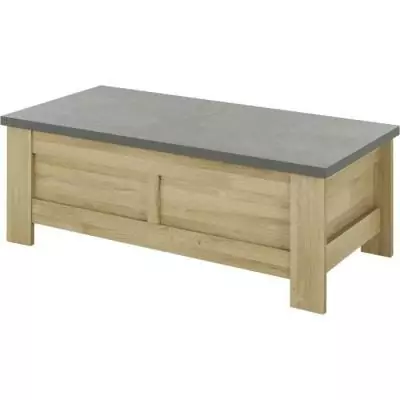 Table basse - Broceliande - Rectangulaire - Aspect minéral et chene clair - Plateaux coulissants - L 137 x P 70 x H 49 cm - Gam