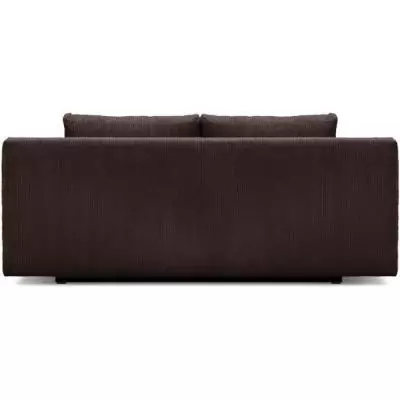 Banquette convertible 3 places MIKA - Velours côtelé marron foncé - Coffre de rangement - L 192 x H 84 x P 93 cm