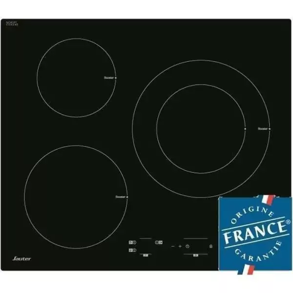 Table de cuisson induction - SAUTER - 3 zones - 7200W - L60 x P52cm - Revetement verre - Noir - SPI4367B