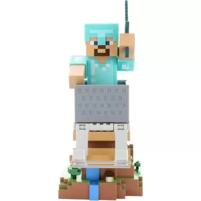 Figurine Minecraft Steve Armure Diamant - EXQUISITE GAMING - Cable Guys - Support écouteurs, smartphone ou petit accessoire - 2