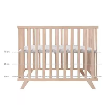 Parc bébé - ROBA - 75 x 100 cm - Tapis de parc 'Lil Planet' gris inclus - Bois naturel