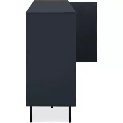 Buffet bas - CARACAS - Décor bleu navy - 2 portes vitrées + 2 portes - L180 x H90 x P40 cm