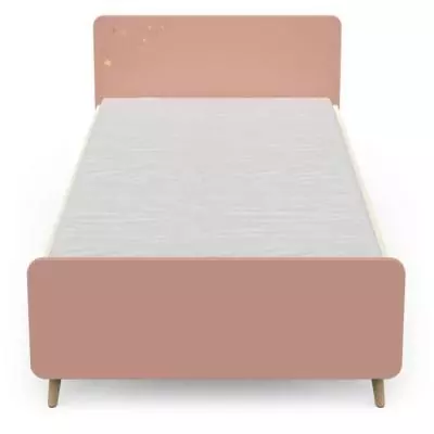 Ensemble Lit et table de chevet - SUZIE - 90 x 190 cm - Chene / Abricot - DEMEYERE Ensemble Lit et table de chevet - SUZIE - 90 x 190 cm - Chene / Abricot - DEMEYERE