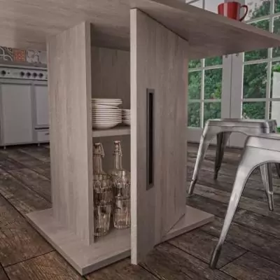 Table a manger - Boston - Rectangulaire - Pied fut - 6 personnes - L 120 x P 80 x H 76 cm - Gami