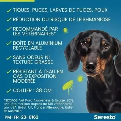 SERESTO Chien Collier Anti-Puces et Anti-Tiques -8kg 2 unités