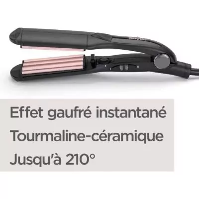 Fer a gaufrer - BABYLISS 2165CE - Plaques larges de 35 mm - 10 températures - Embouts thermorésistants