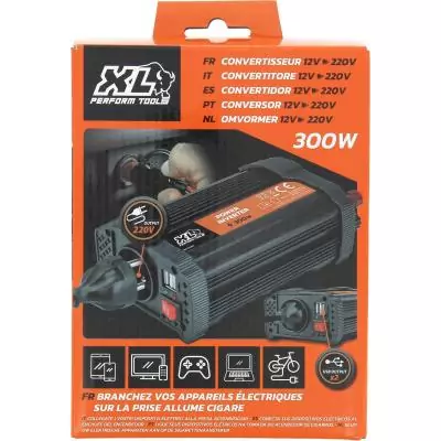 Convertisseur - XL PERFORM TOOLS - 12V-230V - 300 W - 2 fusibles inclus - 2 sorties USB