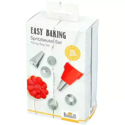 Poche a douille - BIRKMANN - EASY BAKING - Tissu - Inclus 6 douilles + 1 adapteur - 9 x 14,5 x 5,7 cm