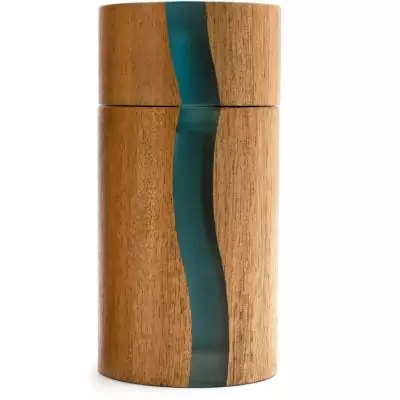 Moulin a sel - BISETTI - POSITANO - 13 cm - Acacia / Resine bleu