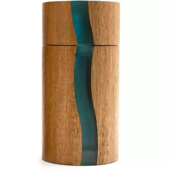 Moulin a sel - BISETTI - POSITANO - 13 cm - Acacia / Resine bleu