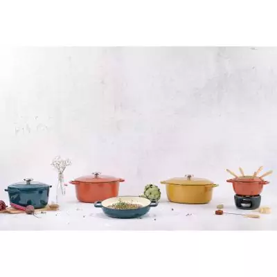 Poele a grill - COSY & TRENDY - FONTESTIC - Fonte émaillée - Ø28 cm - Tous feux dont induction - Ambre