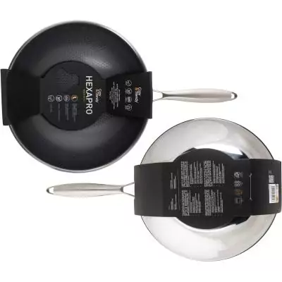 Wok - COSY & TRENDY - HEXAPRO - Acier inoxydable - Ø24 cm - Anti-adhésive - Tous feux dont induction
