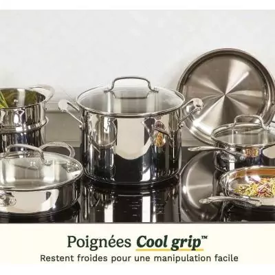 Batterie de cuisine - Tous feux dont induction - CUISINART - 77-11G - Acier inoxydable - 11 pieces