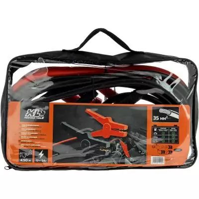 Lot de 2 câbles de démarrage - XLPT - 35 mm² - 4,50 m - Pinces isolées - Sacoche de rangement incluse Lot de 2 câbles de démarrage - XLPT - 35 mm² - 4,50 m - Pinces isolées - Sacoche de rangement incluse