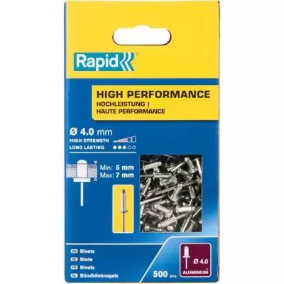 RAPID - Rivets - 4 x 10mm Alu ALU - Boite de 500 RAPID - Rivets - 4 x 10mm Alu ALU - Boite de 500