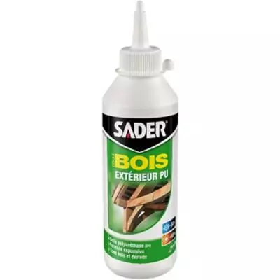Colle bois extérieur - SADER - PU Polyuréthane - Ultra résistante - Humidité et chaleur - Biberon 250 g