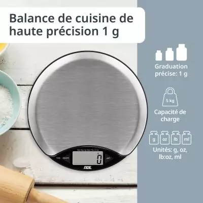 Balance de cuisine digitale - ADE - ANJA - Plastique ABS - 17 x 17 x 2,2 cm - Inclus 1 pile Cr 2032