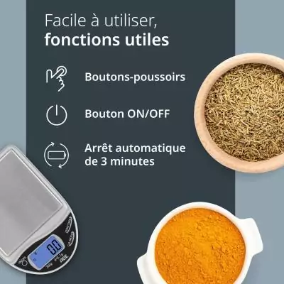 Balance de cuisine digitale - ADE - POCKET - Plastique ABS - De 0,1 a 300 Gr - Inclus 2 piles AAA