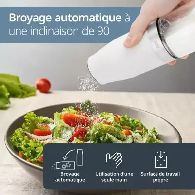 Lot de 2 Moulins électrique - ADE - MILL - Verre/Synthétique - H 18,3 cm - Noir & Blanc