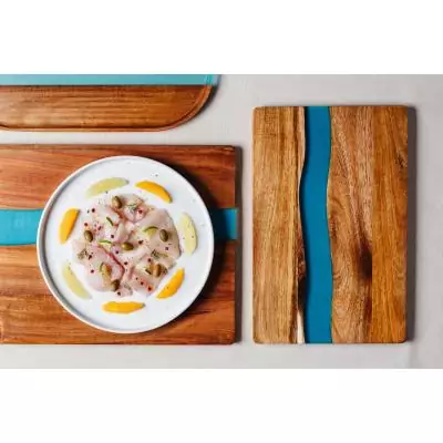 Moulin a poivre - BISETTI - POSITANO - 13 cm - Acacia / Resine bleu