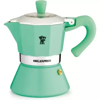 Cafetiere italienne - PEZZETTI - BELLEXPRESS - Aluminium - 6 tasses - Tous feux dont induction - Turquoise
