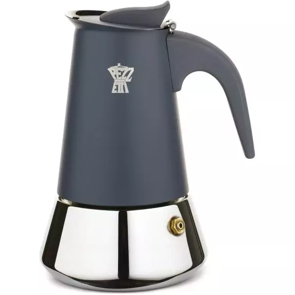 Cafetiere italienne - PEZZETTI - STEELEXPRESS - Acier inoxydable - 4 tasses - Tous feux dont induction - ArgBleuent
