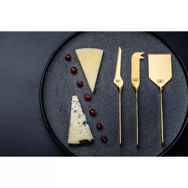 Coffret couteaux a fromages et beurre - STYLE DE VIE - Acier inoxydable - 6 pieces - Doré