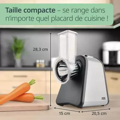 Râpe électrique - ADE - KITCHEN GADGETS - 4 types de Râpes - Acier inoxydable/plastique - 29,2 x 21,3 x 25 cm Râpe électrique - ADE - KITCHEN GADGETS - 4 types de Râpes - Acier inoxydable/plastique - 29,2 x 21,3 x 25 cm