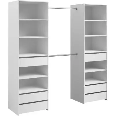 Dressing - ANETO - Blanc - Double colonne - 6 tiroirs - 2 barres de penderie - L199,9 x H200 x P49,7 cm - PARISOT