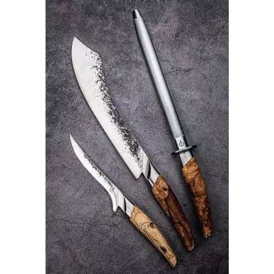 Fusil a aiguiser - FORGED - KATAI - Acier VG10 - Manche en bois de racine - L 43,5 cm