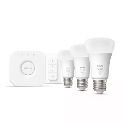 Philips Hue White Kit de démarrage 3 ampoules connectées E27 (1100) + variateur