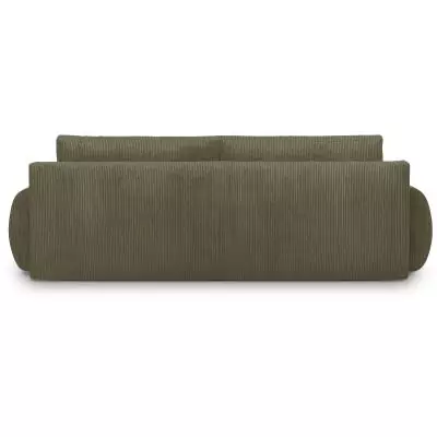 Canapé convertible - 3 places - MILO - Tissu velours côtelé Vert kaki - Coffre de rangement - 254 x 99 x 84 cm