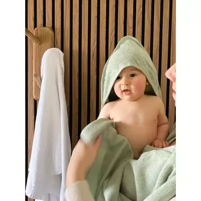 Drap de bain XXL Parent / Bébé - CANDIDE - 100x100 cm - Vert d'eau