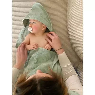 Drap de bain XXL Parent / Bébé - CANDIDE - 100x100 cm - Vert d'eau